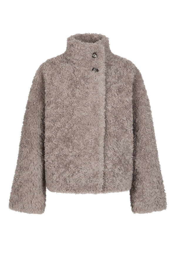 Faux Fur Jacke mit Stehkragen 