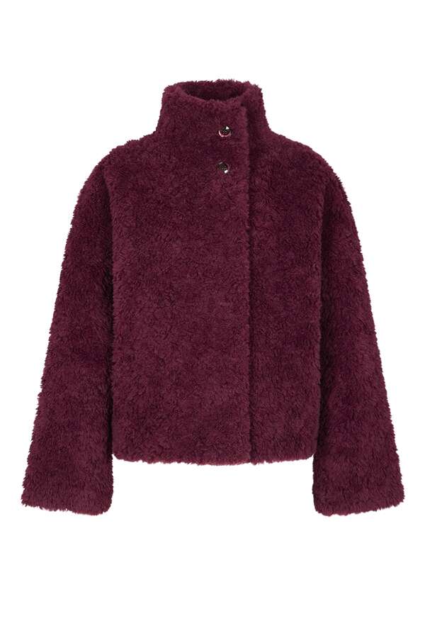 Fake Fur Jacke mit Stehkragen 